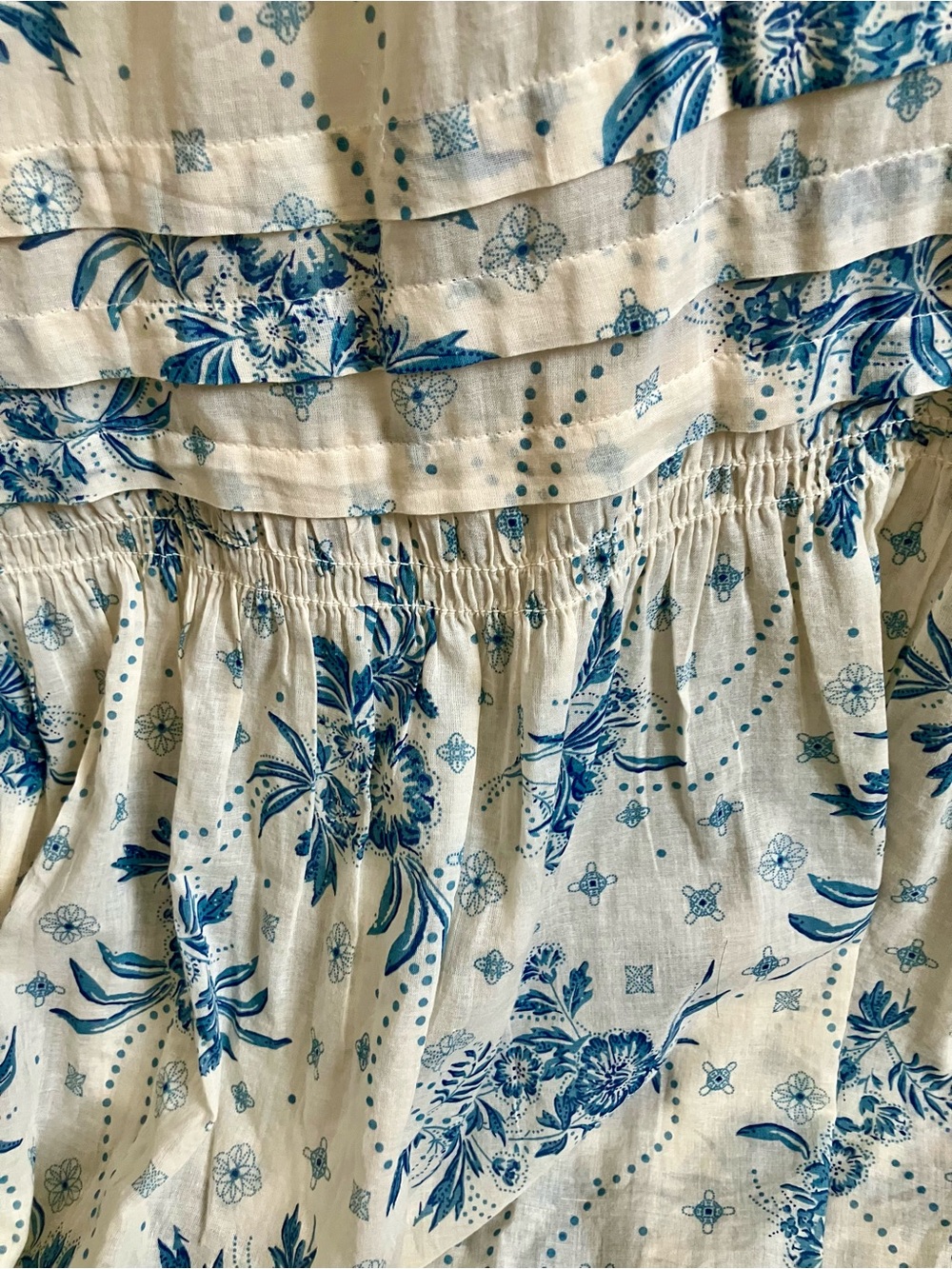 Free People Cream Maxi Dress with Blue Floral Print - Picture 5 of 9